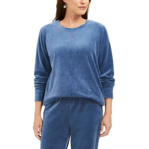 Karen Scott Petite Velour Sweatshirt Celestial Sky PP - Picture 1 of 3